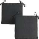 Greendale Home Fashions Outdoor 18-inch Square Reversible Seat Cushion with Ties, 2-Pack, Graphite 2 Count