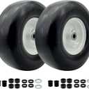 2-Pack 13x5.00-6 Front Tire and Wheel Assembly For Riding Lawnmower with 3"-6"Centered Hub,3/4'' or 5/8''Sintered iron Bushing.Turf Tread. (13 x 5.00-6 Flat Free,Smooth Tread)
