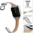 Wearlizer Thin Glitter Leather Compatible with Apple Watch Leather Bands Women 38mm 40mm 41mm 42mm 44mm 45mm 46mm 49mm for iWatch Series 11 10 9 8 7 6 5 4 3 SE/Ultra 3 2 1 Slim Bling Glistening Strap