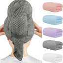 HOMEXCEL 5 Pack Microfiber Hair Towels - 40 x 20 inches Super Soft, Fast Drying Turbans for Long, Thick, Curly Hair - Anti Frizz Wrap with Elastic Strap