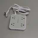 TESSAN Surge Protector Power Strip, 5 Ft Flat Plug Extension Cord with 3 USB (1 USB C) 8 Outlets, 1250W, 900J Protection, 3 Sided Outlet Extender with Power Switch for Office, Dorm Room Essentials