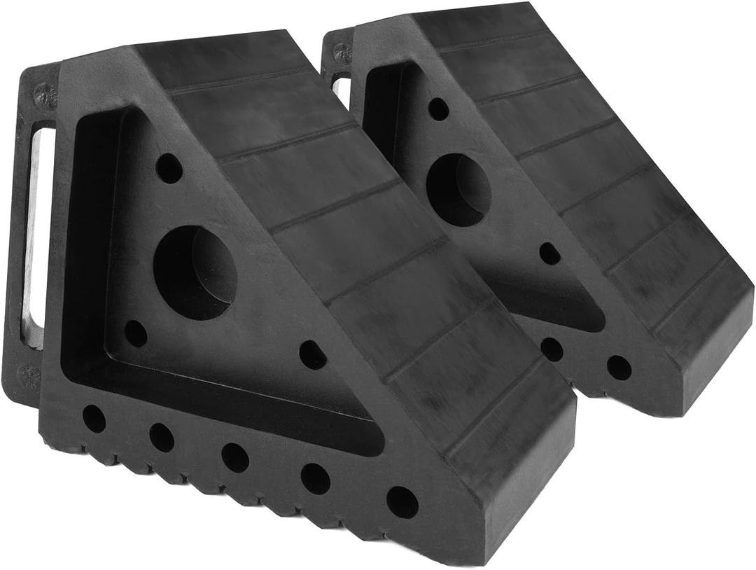 MAXXHAUL 70472 Solid Rubber Heavy Duty Black Wheel Chock 2-Pack, 8" x 4" x 6"