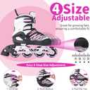 BELEEV Inline Skates with Light-Up Wheels & Shoelaces, 4-Size Adjustable Roller Blades for Kids, Boys & Girls Ages 5-8, 8-12, 6-12, Illuminating Skates for Youth & Women, Beginner Outdoor/Indoor Use