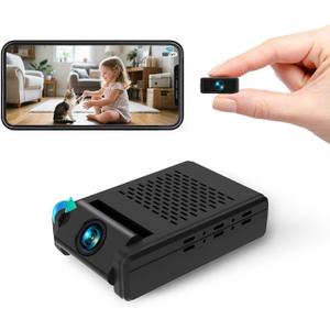 Hidden Video Cameras, Mini Security Camera, 2025 Upgraded Wireless Nanny Cam with 1-Year Cloud Storage, 180 Rotating Lens, Motion Detection, WiFi/Offline Recording, Small Camera Only 0.5in Slim! (Black)