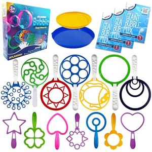 Bubble Wands for Kids | Giant Bubble Wand | Bubbles for Kids | 19,11 Large Bubbles Rings Blowing Set for Big Bubbles Includes 3 Original Mix Kit