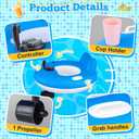 2 Sets Motorized Pool Float for Adults, Electric Inflatable Pool Lounger Float Driving Tube Floating with Pusher Handles Cup Holder for Summer Water Beach(Standard,Blue White)