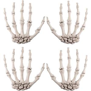 2 Pairs Halloween Skeleton Hands Plastic Hand Skeleton Model for Halloween Decoration Terror Scary Props