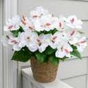 HyeFlora Artificial Hibiscus Flowers for Outdoors Faux Plant Spring Decor, 4 Bundles Fake Tropical Flowers UV Resistant Realistic Outdoor Silk Flower for Outside Planter Porch Patio Garden Window Home