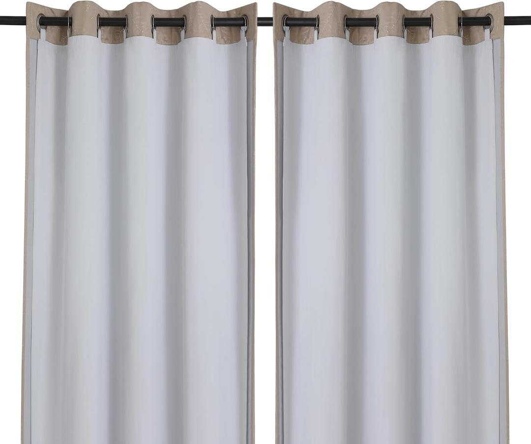Chyhomenyc Window Blackout Curtain Liners with 18 Rings, Thermal Insulated 100% Blackout Liner for 108 Inch Curtains, Each 50Wx104L, 1 Liners Per Set with 18 Pieces Rings