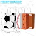 Leezmark 28 Pcs Sports Party Favor Bags - Sports Theme Paper Gift Bags with Handles for Basketball Soccer Baseball Football, Kids Sports Birthday Party Decorations & Goodie Bags