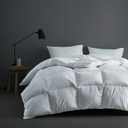 Hotel Grand Luxury White Down Comforter King Size, 600 Fill Power All Season Down Duvet Insert King, 500 Thread Count 100% Cotton Hotel Bedding Comforter with Stripe Pattern, Made in USA 106x90 Inch