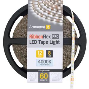 Armacost Lighting RibbonFlex Pro 12V White LED Strip Lights 60 LED/m, 4000K, 8.2 ft 152210