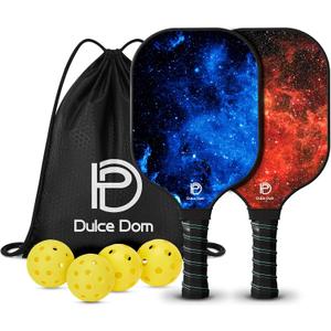 DULCE DOM Pickleball Paddles Set of 2/4 - USAPA Approved, Fiberglass Surface Pickleball Racket with 4 Indoor Outdoor Pickleball Balls and Pickleball Bag, Ideal Training Equipment Gift for Men & Women