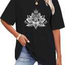 ADOREJOY Oversized Tshirts for Women Crewneck Summer Graphic Tees Short Sleeve Loose Basic Tops 2026 (Black, XL)