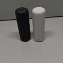 LIBKEN Non-Spill Salt and Pepper Grinder Set - Adjustable Ceramic Grinder - Minimalistic Spice Mill - Easy to Refill Condiments Dispenser - Wood & Soft-Coated Plastic - 6.2 x 2.2 inch (White & Grey)