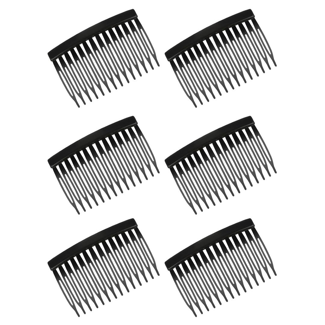6 Pieces Hair Combs for Women Accessories, 14 Teeth Black Plastic French Side Comb, Decorative Hair Combs Clips for Women Girls Bridal Wedding Veil Fine Hairs