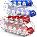 NEWNUBI 2 Pack Auto-Rolling Soda Can Organizer for Refrigerator/ Fridge, Upgraded Soda Can Dispenser & Holder for Pantry Storage 10 Standard Size 12oz/ 11.2oz/ 355ml/ 330m Drink Short Cans (Clear)