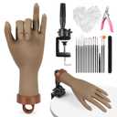 Yokilly Practice Hand for Acrylic Nails, Bendable Soft Nail Practice Hand, Flexible Plastic Nail Hand Practice, Fake Mannequin Training Hand for Nails Practice (with Clamp Holder) / Black