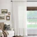 Cream Natural 100 Inches Extra Wide Linen Curtains 1 Panel Set Boho Farmhouse Living Room Drapes Light Filtering Rod Pocket Back Tab Privacy Semi Sheer Curtains 108 inches Long Ivory Colored
