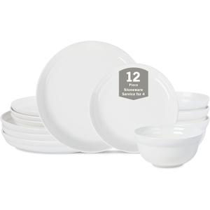 Stone Lain Virtuo 12-Piece Dinnerware Set Porcelain, White