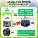 7 Pcs Dual Line String Trimmers Spools Compatible with Greenworks Model 2101602, 2101602A, STBA40B210, BST4000, 0.065" Line Replacement Spool (2900719) and Spool Cap Cover(6 Spools + 1 Cap)