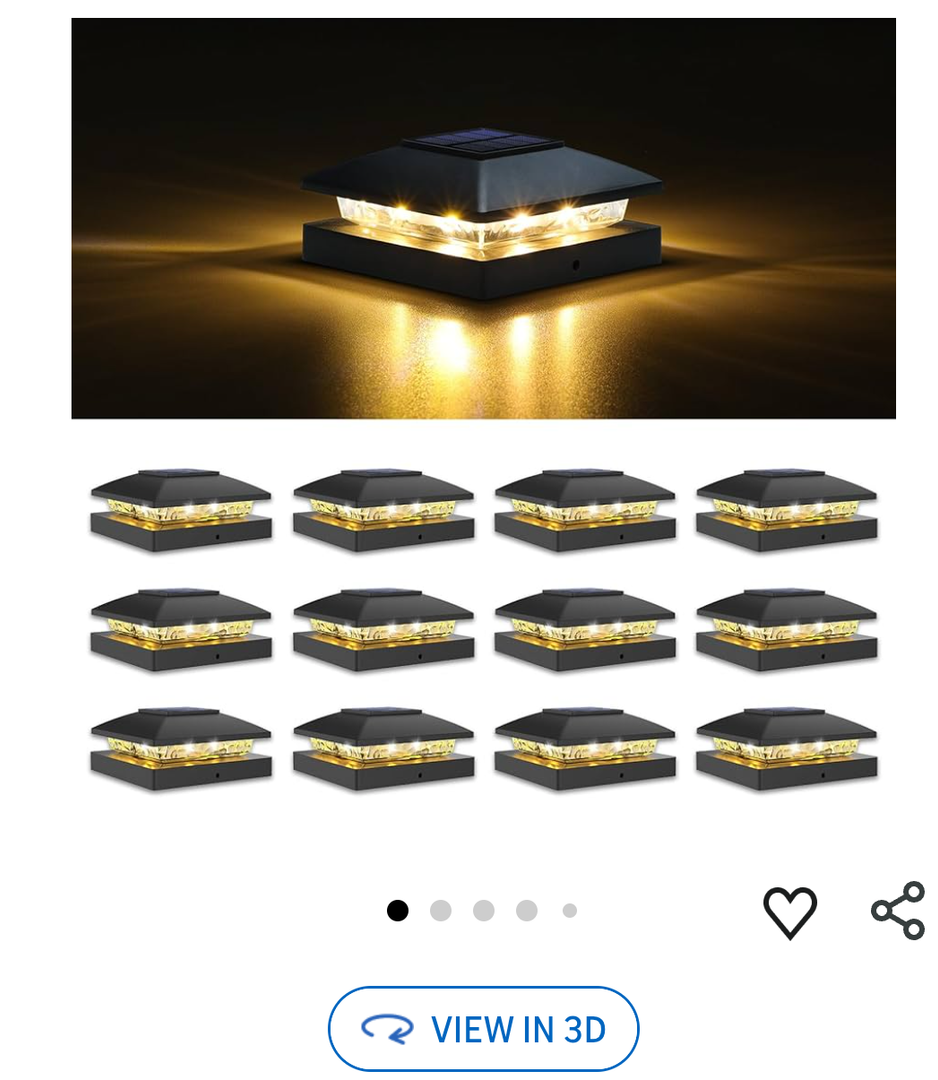 VOLISUN 4x4 Solar Post Cap Light 12pack,Solar Fence - Post Lights Outdoor Waterproof for Wooden/Vinyl Post,Black Deck Post Cap Light Solar Powered with Warm White for Garden/Patio/Porch