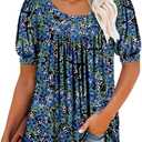 BETTE BOUTIK Women's Short Sleeve Summer Tunic Tops Flowy Flare Button Down Tunic Shirts Blouses S, Color May Vary