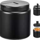26oz Kids Jar for Hot Food, Insulated Vacuum Food Jar with Buckle Lid, Stainless Steel Wide Mouth Leak Proof Insulated Lunch Container for School Picnic Travel, Black