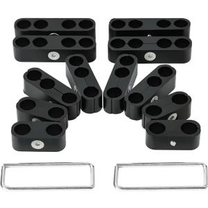 Spark Plug Wire Separators Aluminum Kit, 7mm 8mm 9.5mm Engine Spark Plug Wire Separator Divider for Looms SBC 350(Black,2pcs)