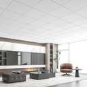 12-Pack 24"x24" Smooth Drop Ceiling Tiles, 2x2 ft Decorative PVC Ceiling Tiles for Residential & Commercial Decor, Covers 48 Sq.Ft., White