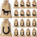 Vincreem 16 Pieces Western Horse Gift Bags Cowboy Party Favor Bags with Drawstring Reusable Treat Goodie Candy Sackpacks Horsehead and Horseshoe Pattern for Cowboy Birthday Party Favor(6x8 Inch)