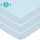 American Baby Company 3 Pack 100% Natural Cotton Fitted Mini Crib Sheets 38" x 24" - Soft & Breathable Small Nesting Portable Sheets, Fits Pack N Play Mattresses, Blue, for Boys & Girls