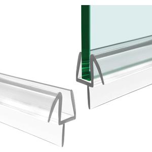 Bathroom Shower Glass Door Bottom Seal Strips, Length 36 Inch 2PCS Transparent PVC Door Bottom Seall Strips for 1/4" (6MM) Thick Framless Glass Panel