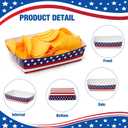 Funrous 100 Pieces 4th of July Paper Food Trays Patriotic 250th Anniversary Serving Paper Boats Independence Day Star and Stripes Disposable Serving Food Trays for American Flag Memorial Day Decor