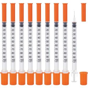 U-100 Syringes with Needle - 31G 1cc 5/16 Inch(8mm) Disposable Syringe, Individual Wrapped, 30PACK (1CC 31G 5/16"-30PACK)