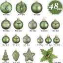 Christmas Ball Ornament Set, 48Pcs Green Plastic Christmas Tree Hanging Decorations with Gift Package for Xmas Winter Holiday Wedding Party Decor