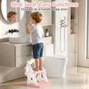 Potty Training Seat, 2 in 1 Potty Training Toilet with Step Stool for Boys Girls, Toddler Toilet Seat with Stabilizer Crossbar, Anti-Slip Pads and Splash Guard, Pink