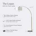 Brightech Logan Arc Floor Lamp, Bright Standing Lamp for Living Rooms, Offices & Bedrooms, Modern Living Room Décor, Tall Hanging Floor Lamp for Reading and More – Gold/Brass