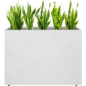 Metal Rectangular Planter Box, Galvanized Steel Tall Planters for Outdoor Plants, 35.5"x 10"x 28" White Outdoor Planters for Porch/Patio/Garden (Large)