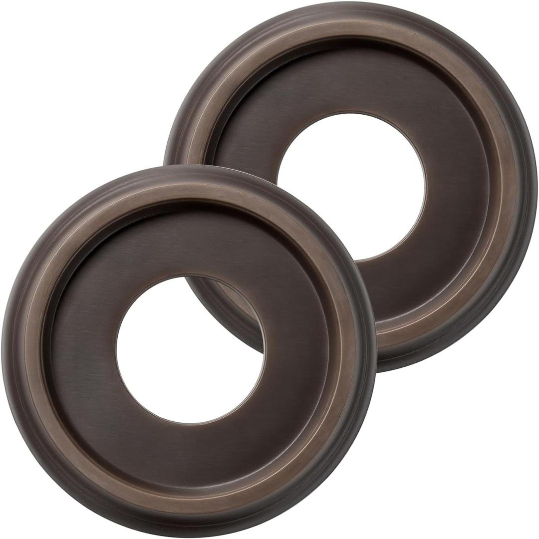 2 Pack Molded PU Ceiling Medallion for Light Fixtures and Ceiling Fans, 10"OD x 4"ID x 1"P Wood Grain Oil Rubbed Bronze