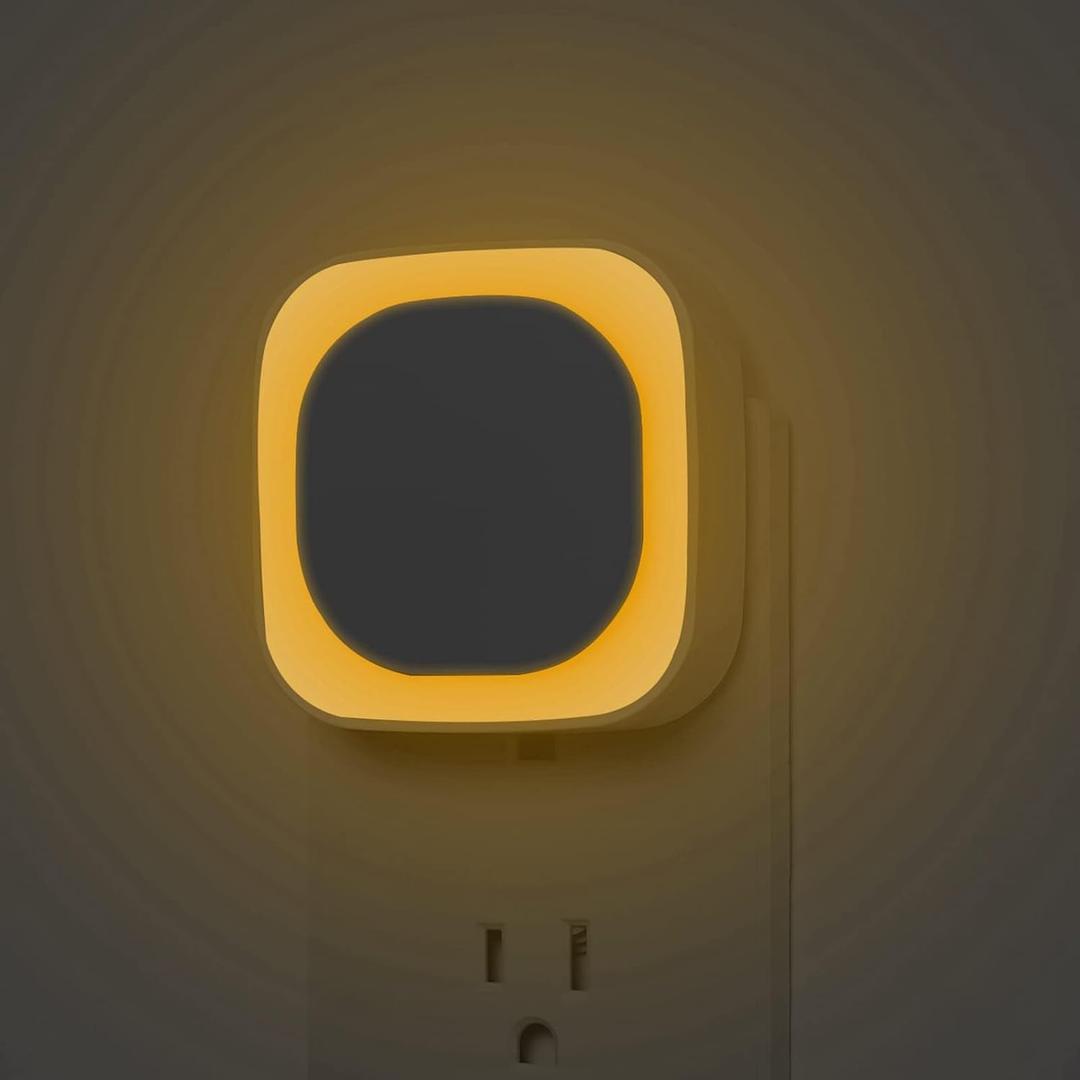 2 Pack Plug in Dimmable Night Light, Square Nightlight, Auto Dusk to Dawn Sensor, Soft Glow, Diffused Light, Golden Yellow Light for Bathroom, Hallway, Stairs, Kitchen, Bedroom, Garage
