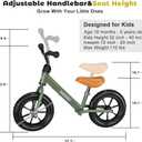 Bobike Toddler Balance Bike Toys for 2 to 5 Year Old Girls Boys Adjustable Seat and Handlebar No-Pedal Training Bike Best Gifts for Kids | Toys, Adjustable Seat, Adjustable Handlebar, Best Gifts for Kids (Green)