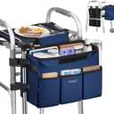 Ytonet Walker Basket with Tray, Walker Accessories for Seniors, Removable Walker Tray for Folding Walker, Large Capacity & Never Tipping Over, Water-Resistant, Walker Bag with Phone and Crutch Holder