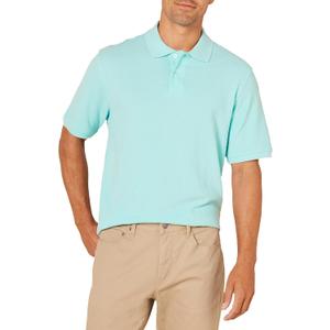 Amazon Essentials Men's Regular-Fit Cotton Pique Polo Shirt  (Medium, Aqua Blue)