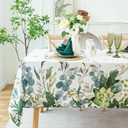 Summer Spring Tablecloth Waterproof, Stain Resistant, Eucalyptus Floral Design for Dining, Kitchen, Outdoor, Picnic, Easy Clean, Vibrant and Durable Boho Home Decor, W60 x L84