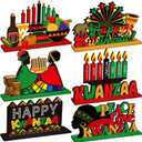 6 Pcs Kwanzaa Table Decorations Happy Kwanzaa Wooden Centerpiece African Heritage Table Sign for Holiday Party Supplies Home