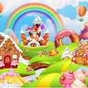 82.7"x59" Candyland Backdrop Gingerbread Party Banner Decorations Candy Land Background, Kids Baby Shower Birthday Decorations Photography Photo Booth Props Sweet Supplies