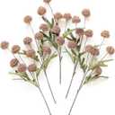 Floroom 5pcs Light Taupe Faux Silk Mums Artificial Flowers, Bulk Fake Small Mini Chrysanthemums with Stems for DIY Wedding Centerpieces Floral Arrangements Vase Fillers Home Decorations