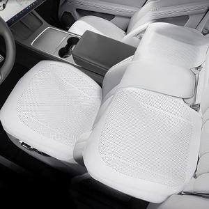 Erivis 3 Pcs Leather Front & Rear Seat Covers for Tesla Model 3/Y 2017‑2023 | Car Accessories, Breathable All-Season Bottom Seat Protectors Cushion, Not fit for 2024‑2026 Model 3/Y