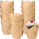 250Pcs Tulip Cupcake Liners,Parchment Paper Cupcake Liners,Muffin Liner for Baking in Standard Size,Cupcake Liner Paper for Party,Weeding,Birthday, Christmas,Valentines (Natural)